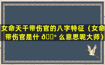 女命天干带伤官的八字特征（女命带伤官是什 💮 么意思呢大师）